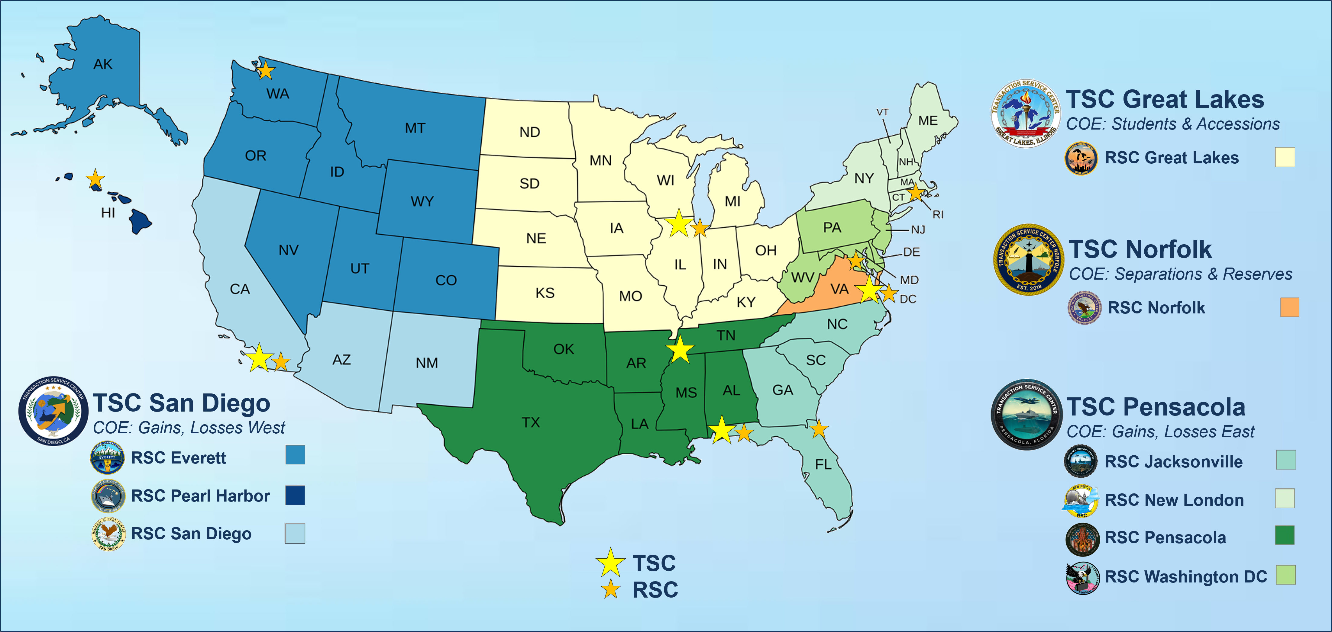 Map of CONUS RSC AORs